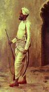 Raja Ravi Varma Rajaputra soldier oil on canvas